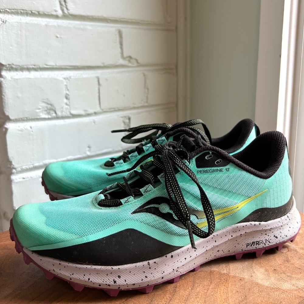 Saucony Women's Peregrine 12 Trail Running Sneakers 8 Cool Mint Acid Comme